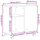 vidaXL Oldalasztal polcokkal kézműves tölgy 50 x 30 x 55 cm Faanyag