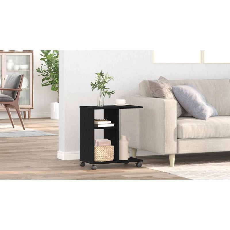 vidaXL Oldalasztal polcokkal Musta tammi 50 x 30 x 55 cm Faanyag