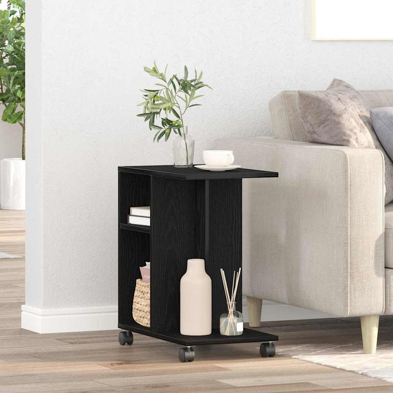 vidaXL Oldalasztal polcokkal Musta tammi 50 x 30 x 55 cm Faanyag