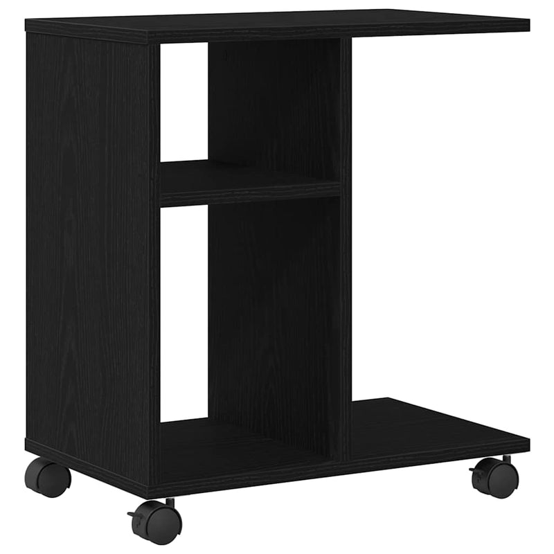 vidaXL Oldalasztal polcokkal Musta tammi 50 x 30 x 55 cm Faanyag