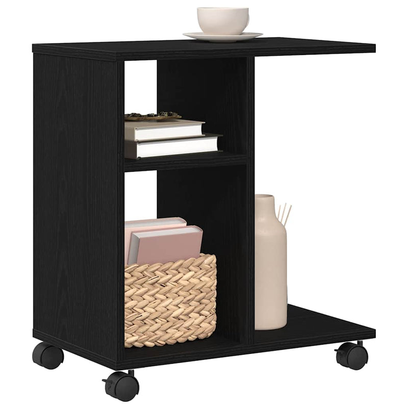 vidaXL Oldalasztal polcokkal Musta tammi 50 x 30 x 55 cm Faanyag