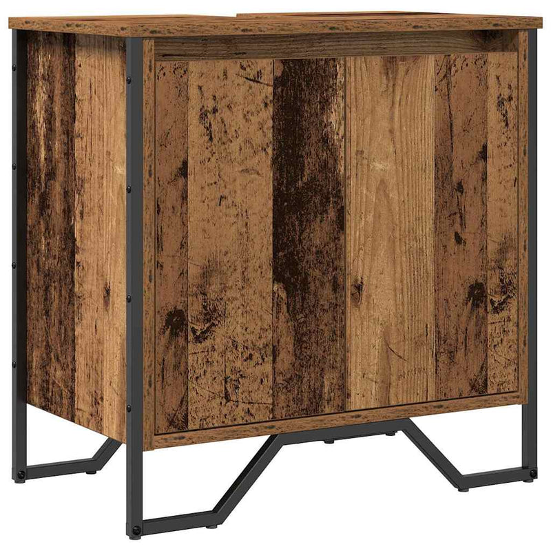 vidaXL Mosdószekrény tárolóval ajtóval Öreg fa 60 x 35 x 60 cm Faanyag