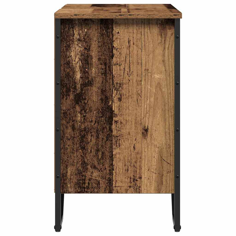 vidaXL Mosdószekrény tárolóval ajtóval Öreg fa 60 x 35 x 60 cm Faanyag