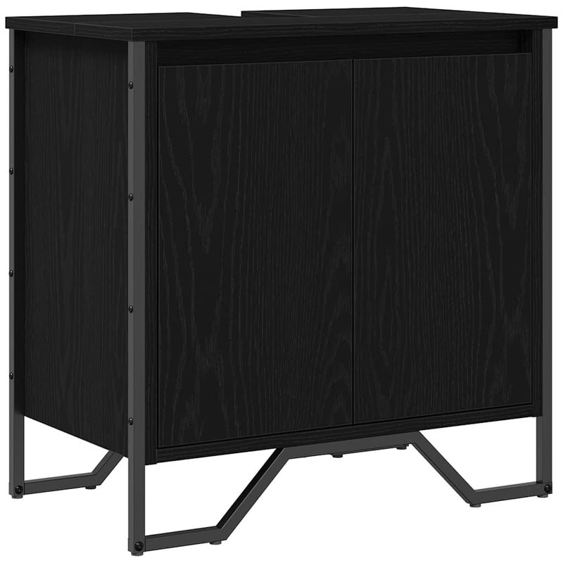 vidaXL Mosdószekrény tárolóval Fekete tölgy 60 x 35 x 60 cm Faanyag