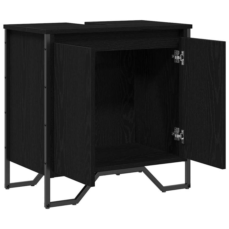vidaXL Mosdószekrény tárolóval Fekete tölgy 60 x 35 x 60 cm Faanyag