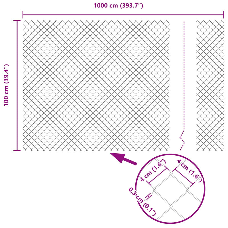 vidaXL Láncszem Kerítés Zöld 10 x 1 m Acél