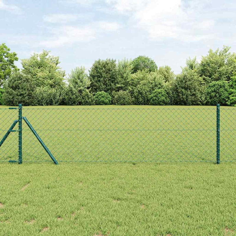 vidaXL Láncszem Kerítés Zöld 25 x 0.6 m Acél