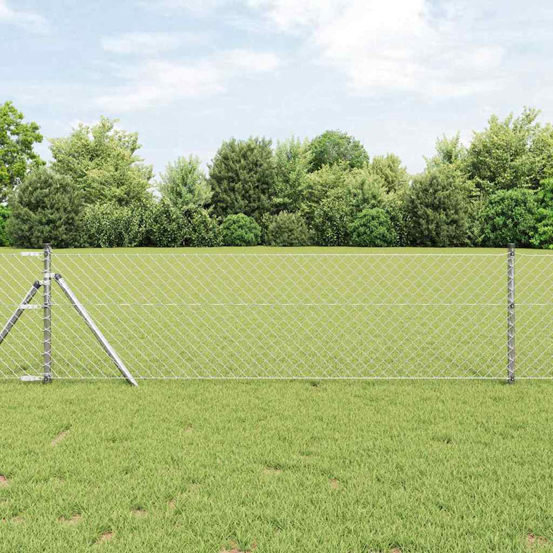 vidaXL Drótfonatos kerítés Ezüst 25 x 0.4 m Horganyzott acél