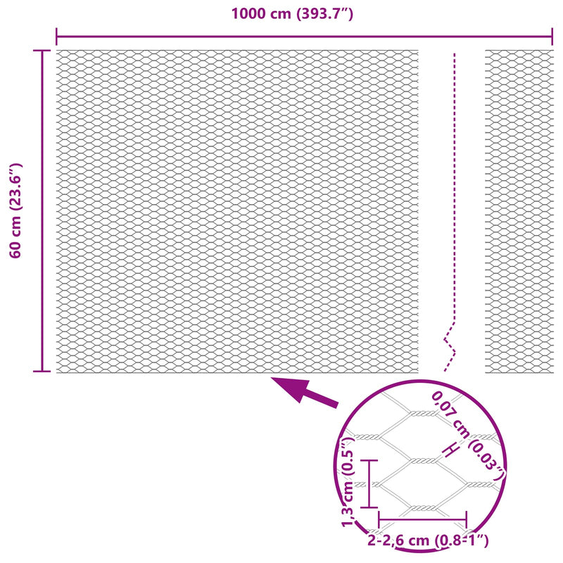 vidaXL Hexagon kerítés Zöld 0,6 x 10 m Acél