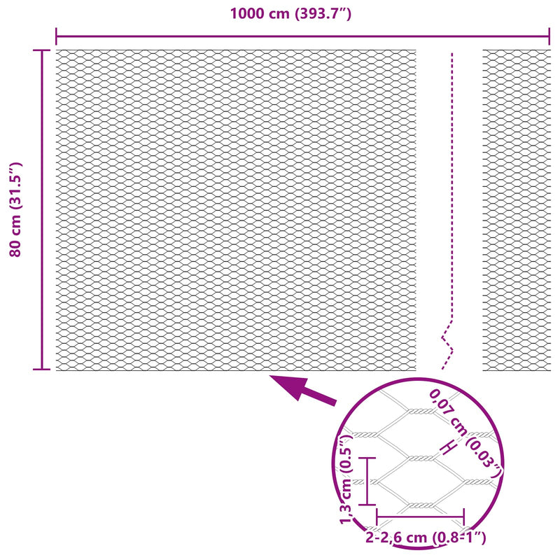 vidaXL Hexagon kerítés Zöld 0.8 x 10 m Acél