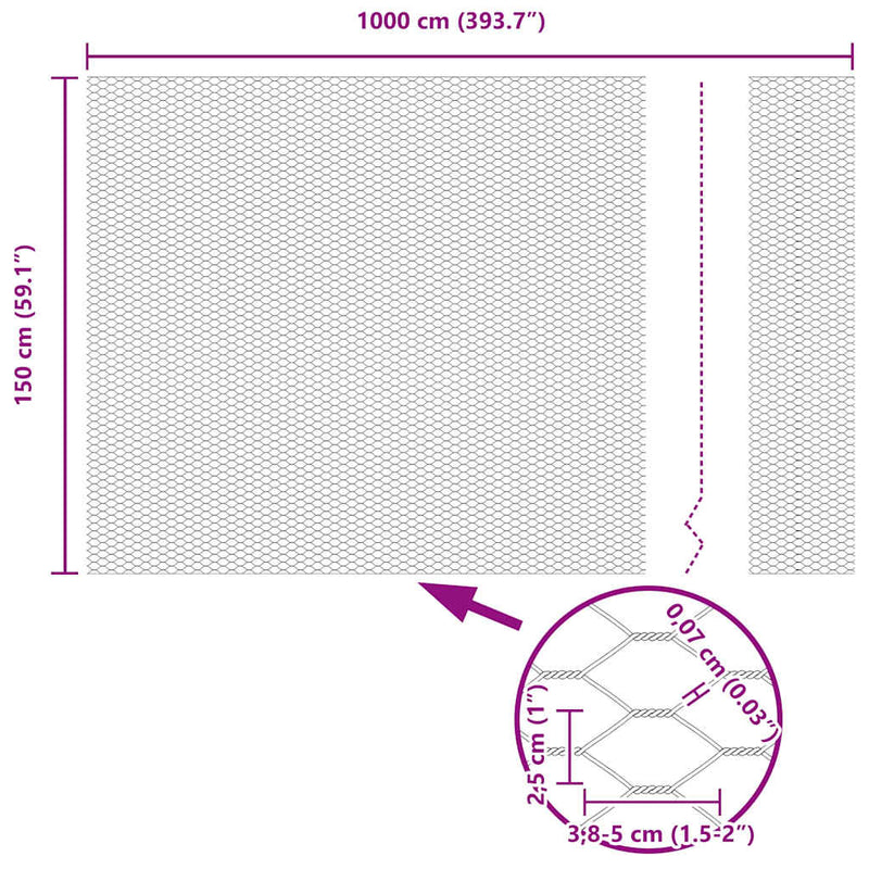 vidaXL Hexagon kerítés Zöld 1.5 x 10 m Acél