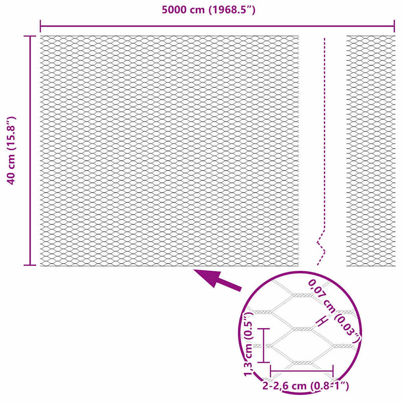 vidaXL Hexagon kerítés Zöld 0.4 x 50 m Acél