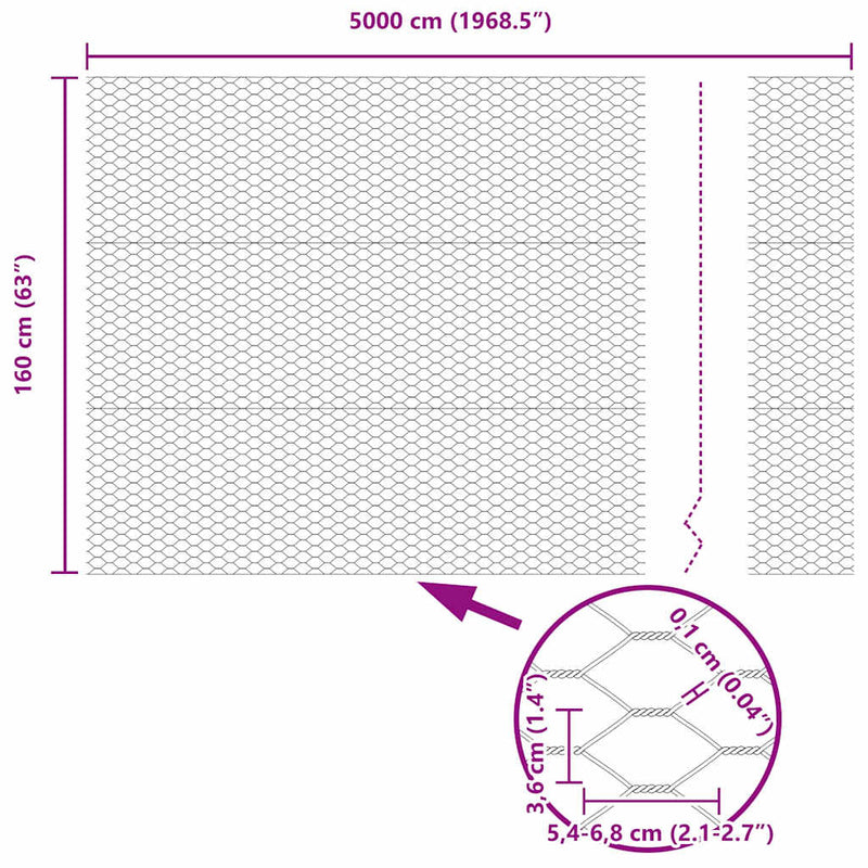vidaXL Hexagon kerítés Zöld 1.6 x 50 m Acél