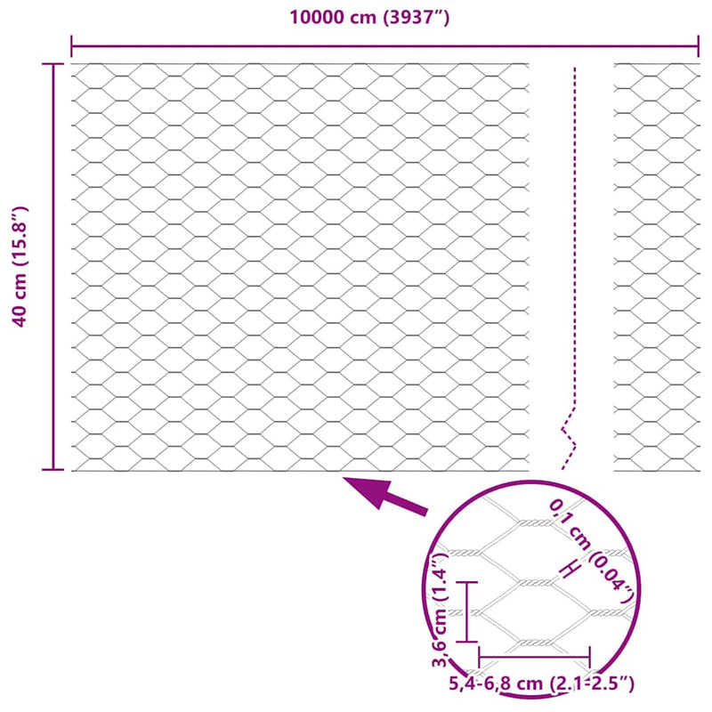 vidaXL Hexagon kerítés Zöld 0.4 x 100 m Acél