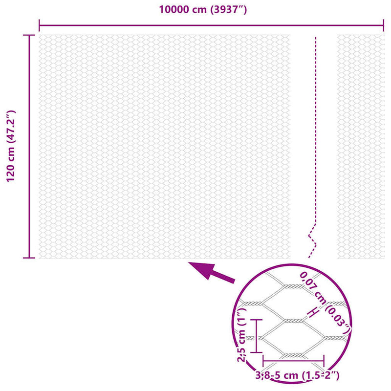vidaXL Hexagon kerítés Zöld 1.2 x 100 m Acél