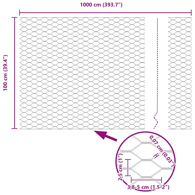 vidaXL Hexagon kerítés Szürke 1 x 10 m Acél