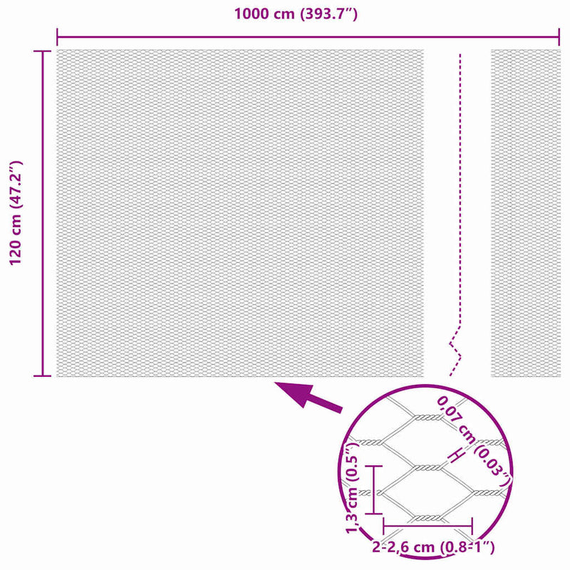vidaXL Hexagon kerítés Szürke 1.2 x 10 m Acél