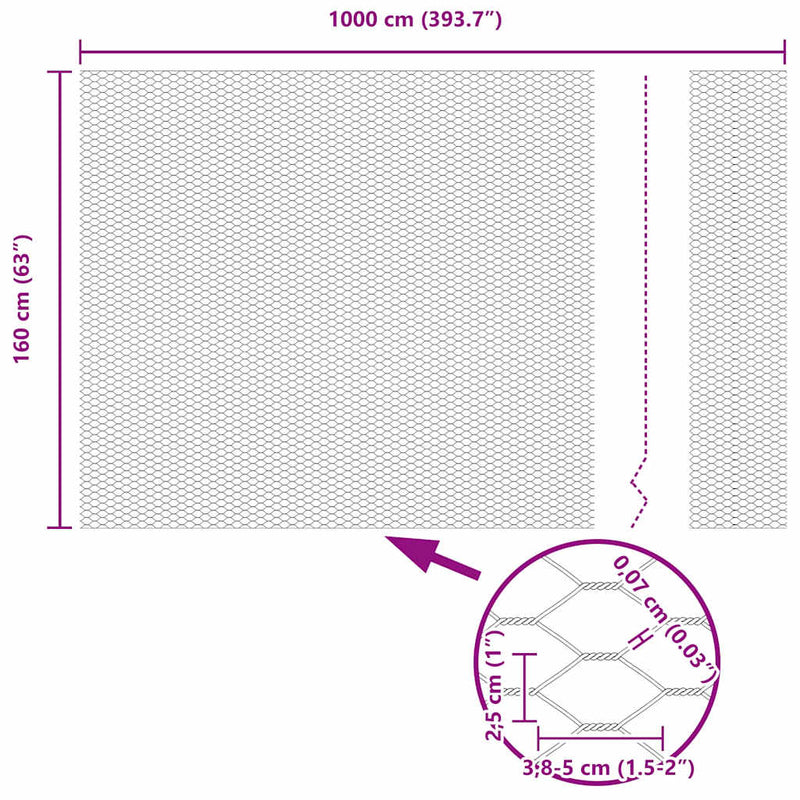 vidaXL Hexagon kerítés Szürke 1.6 x 10 m Acél
