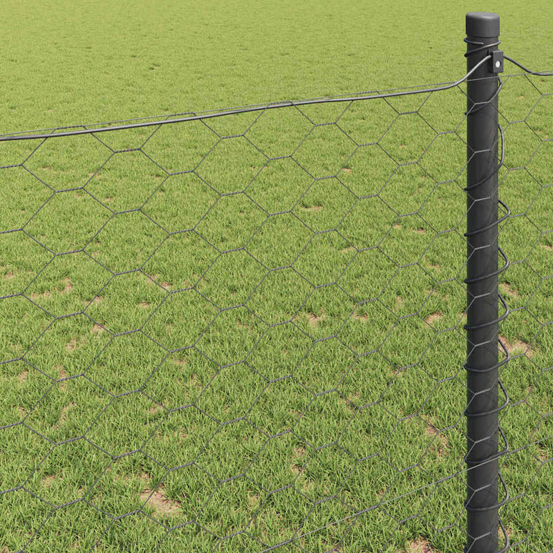 vidaXL Hatszögletű kerítés Szürke 1.6 x 25 m Acél