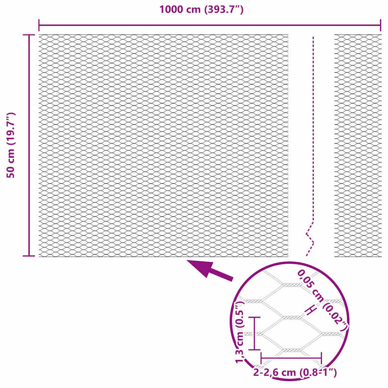 vidaXL Hexagon kerítés Ezüst 0.5 x 10 m Horganyzott acél