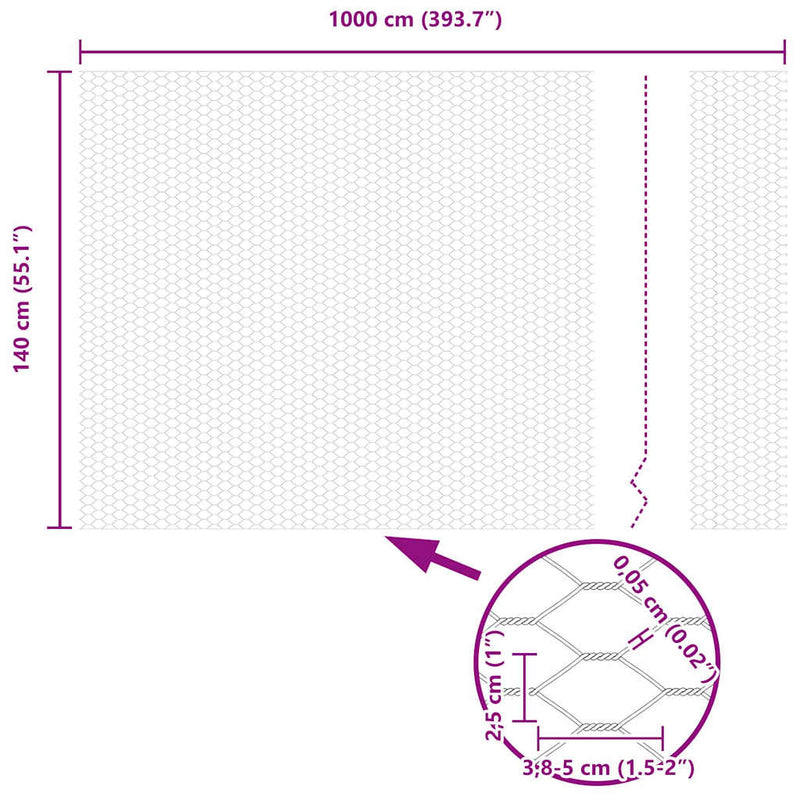 vidaXL Hexagon kerítés Ezüst 1.4 x 10 m Horganyzott acél
