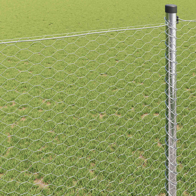 vidaXL Hatszögletű kerítés Ezüst 0,4 x 25 m Horganyzott acél