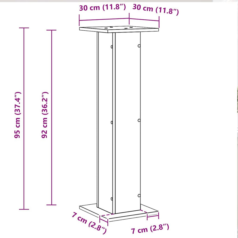 vidaXL Növényállvány 2 pcs Fekete tölgy 30 x 30 x 95 cm Faanyag