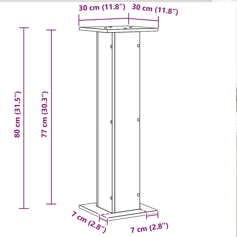 vidaXL Növényállvány 2 pcs Musta tammi 30 x 30 x 80 cm Faanyag