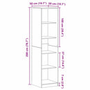 vidaXL Ruhásszekrény Musta tammi 50 x 50 x 200 cm Faanyag