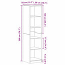 vidaXL Ruhásszekrény polcokkal Fekete tölgy 50 x 50 x 200 cm Faanyag