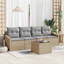 vidaXL Kanapé Szett 5 db Beige és Világosszürke polirattan