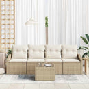 vidaXL Kanapé Szett 5 db Beige és krém polirattan