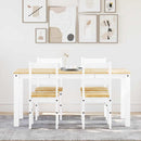 vidaXL Panama 5 részes fehér tömör fenyőfa étkezőgarnitúra