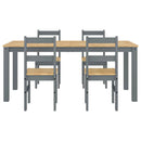 vidaXL Panama 5 részes szürke tömör fenyőfa étkezőgarnitúra