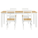 vidaXL Panama 5 részes fehér tömör fenyőfa étkezőgarnitúra