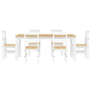 vidaXL Panama 7 részes fehér tömör fenyőfa étkezőgarnitúra