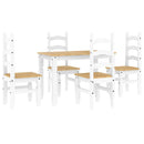 vidaXL Panama 5 részes fehér tömör fenyőfa étkezőgarnitúra