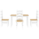 vidaXL Panama 5 részes fehér tömör fenyőfa étkezőgarnitúra