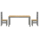 vidaXL Panama 3 részes szürke tömör fenyőfa étkezőgarnitúra