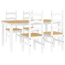 vidaXL Panama 5 részes fehér tömör fenyőfa étkezőgarnitúra