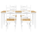 vidaXL Panama 5 részes fehér tömör fenyőfa étkezőgarnitúra