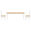 vidaXL Panama 3 részes fehér tömör fenyőfa étkezőgarnitúra