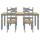 vidaXL Panama 5 részes szürke tömör fenyőfa étkezőgarnitúra