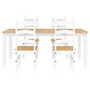 vidaXL Panama 5 részes fehér tömör fenyőfa étkezőgarnitúra