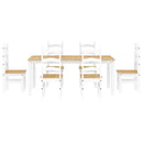 vidaXL Panama 7 részes fehér tömör fenyőfa étkezőgarnitúra