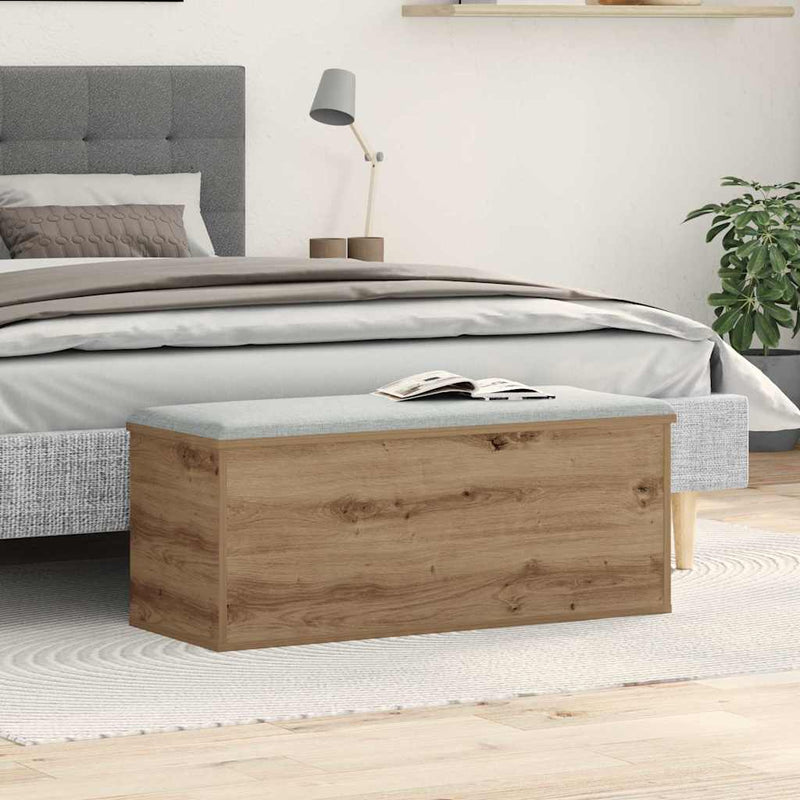 vidaXL Tároló Doboz tárolóval kézműves tölgy 90 x 35 x 35 cm Faanyag