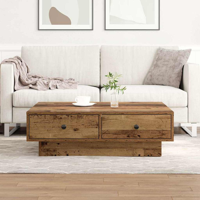 vidaXL Dohányzóasztal Régi fa 90 x 90 x 28 cm Faanyag