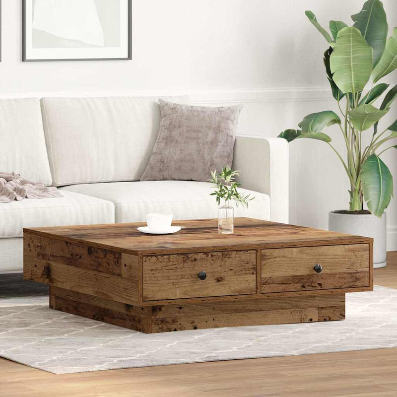 vidaXL Dohányzóasztal Régi fa 90 x 90 x 28 cm Faanyag