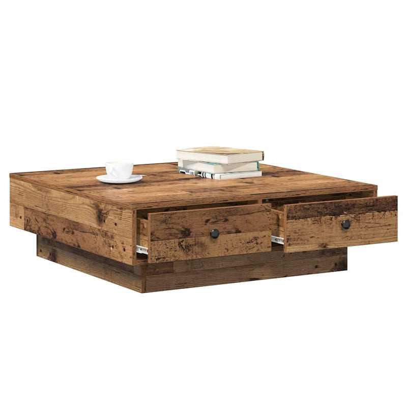 vidaXL Dohányzóasztal Régi fa 90 x 90 x 28 cm Faanyag