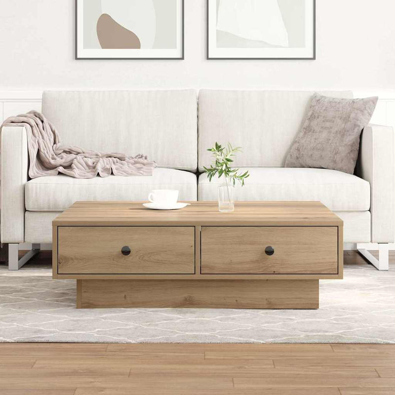 vidaXL Dohányzóasztal kézműves tölgy 90 x 90 x 28 cm Faanyag